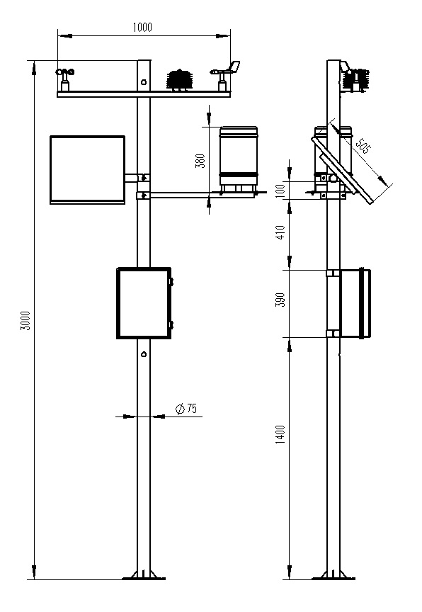 農業(yè)小型氣象站產(chǎn)品尺寸圖